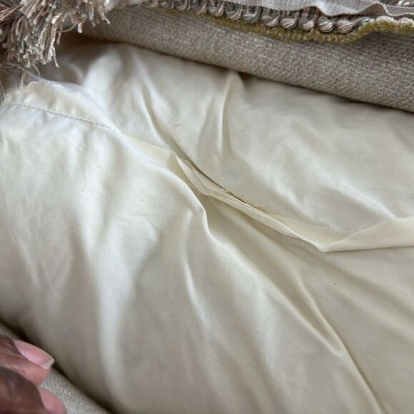 Custom-made Fringed Embroidered Decorative Accent Pillow’s (2) 22”x22” - Picture 5 of 5